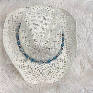 White Beaded Cowboy Paper Hat